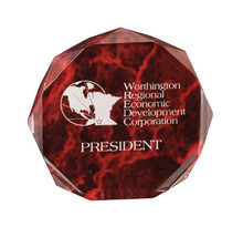 6" Red Marble Octagon Acrylic Award