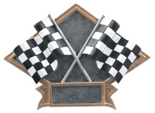 6" x 8 1/2" Racing Crossed Flags Diamond Plate Resin