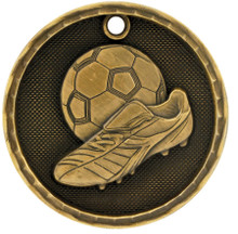 2" Gold 3D Soccer Medal