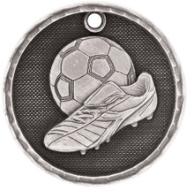 2" Silver 3D Soccer Medal