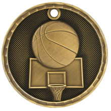 2" Gold 3D Basketball Medal