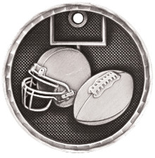 2" Silver 3D Football Medal