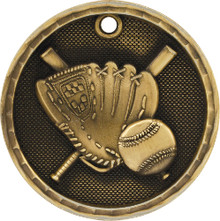 2" Gold 3D Baseball Medal