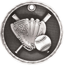 2" Silver 3D Baseball Medal