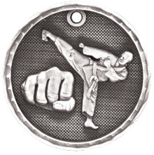 2" Silver 3D Martial Arts Medal