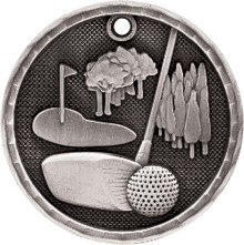 2" Silver 3D Golf Medal