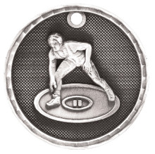2" Silver 3D Wrestling Medal