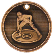 2" Bronze 3D Wrestling Medal