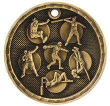 2" Gold 3D Track and Field Medal