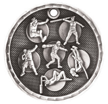 2" Silver 3D Track and Field Medal