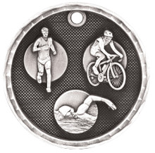 2" Silver 3D Triathlon Medal