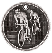 2" Silver 3D Bicycling Medal
