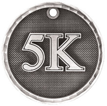 2" Silver 3D 5K Medal