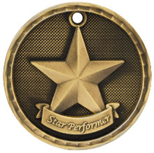 2" Gold 3D Star Performer Medal