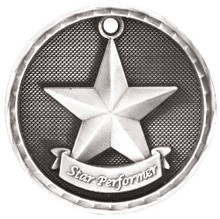 2" Silver 3D Star Performer Medal