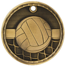 2" Gold 3D Volleyball Medal