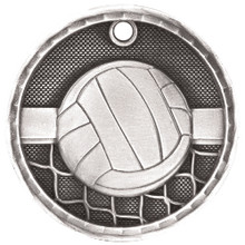2" Silver 3D Volleyball Medal