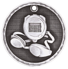 2" Silver 3D Swimming Medal