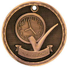 2" Bronze 3D Perfect Attendance Medal