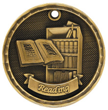 2" Gold 3D Reading Medal