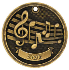 2" Gold 3D Music Medal