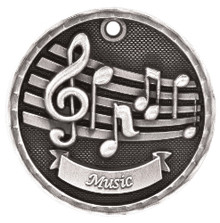 2" Silver 3D Music Medal