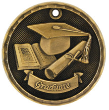 2" Gold 3D Graduate Medal