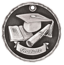 2" Silver 3D Graduate Medal