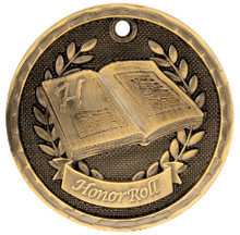 2" Gold 3D Honor Roll Medal