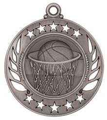 2 1/4" Silver Basketball Galaxy Medal