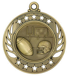 2 1/4" Gold Football Galaxy Medal