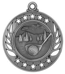 2 1/4" Silver Golf Galaxy Medal