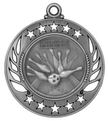 2 1/4" Silver Bowling Galaxy Medal