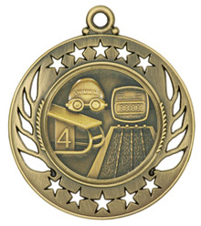 2 1/4" Gold Swimming Galaxy Medal