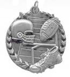 1 3/4" Silver Football Millennium Medal