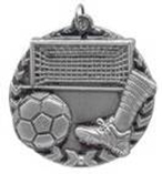 1 3/4" Silver Soccer Millennium Medal