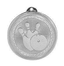 2" Silver Bowling Laserable BriteLazer Medal