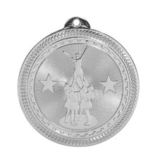 2" Silver Competitive Cheer Laserable BriteLazer Medal