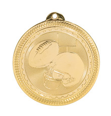 2" Gold Football Laserable BriteLazer Medal