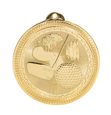 2" Gold Golf Laserable BriteLazer Medal