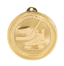 2" Gold Hockey Laserable BriteLazer Medal