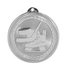 2" Silver Hockey Laserable BriteLazer Medal