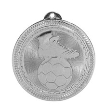 2" Silver Soccer Laserable BriteLazer Medal