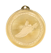 2" Gold Track Laserable BriteLazer Medal