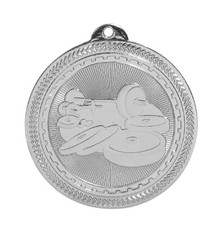 2" Silver Weightlifting Laserable BriteLazer Medal