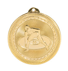 2" Gold Wrestling Laserable BriteLazer Medal