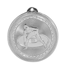 2" Silver Wrestling Laserable BriteLazer Medal