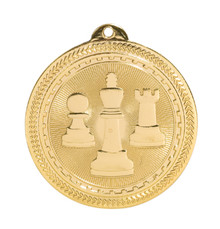 2" Gold Chess Laserable BriteLazer Medal