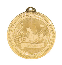 2" Gold Music Laserable BriteLazer Medal