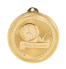 2" Gold Perfect Attendance Laserable BriteLazer Medal